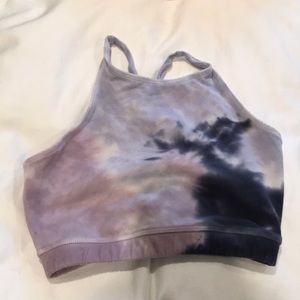 Tie dye high neck sports bra